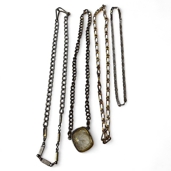 Vintage Layering Chains Necklace Lot Chunky Mixed Metal Monet & Unmarked - Picture 1 of 4